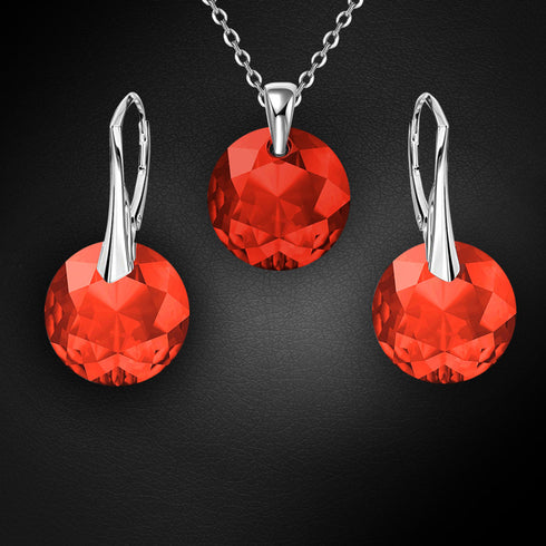 Silver set "Marianna (Light Siam)" with Swarovski™ crystals